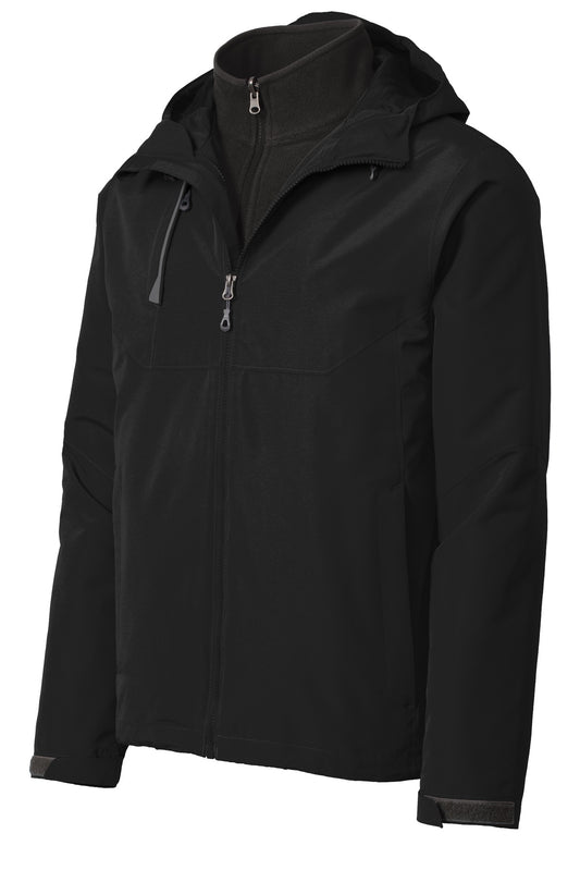 Front View of Deep Black Port Authority Merge 3-in-1 Jacket. J338