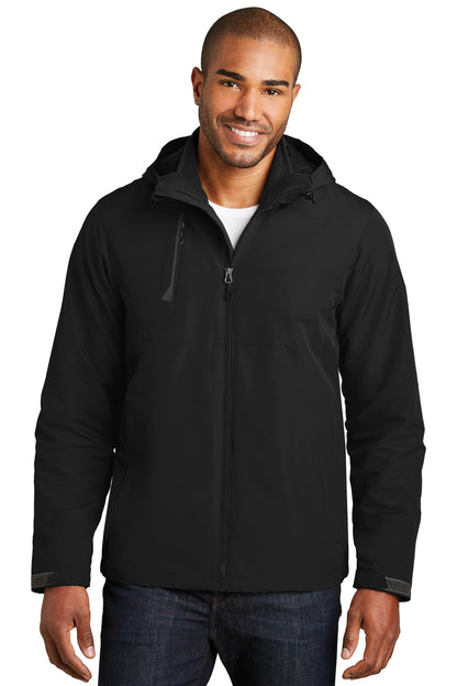 Front View of Deep Black Port Authority Merge 3-in-1 Jacket. J338