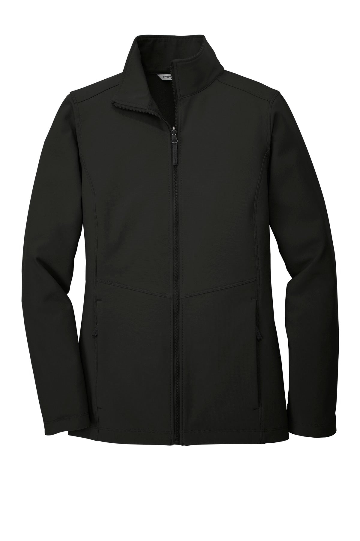 Front View of Deep Black Port Authority Women's Collective Soft Shell Jacket. L901