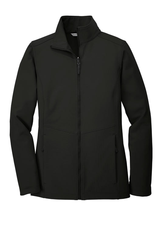 Front View of Deep Black Port Authority Women's Collective Soft Shell Jacket. L901
