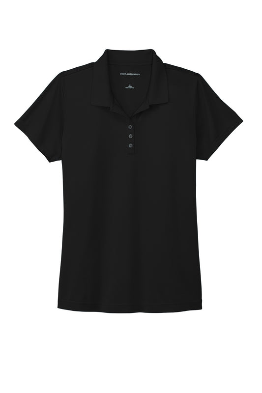 Front View of Deep Black Port Authority Women's Eclipse Stretch Polo. LK587