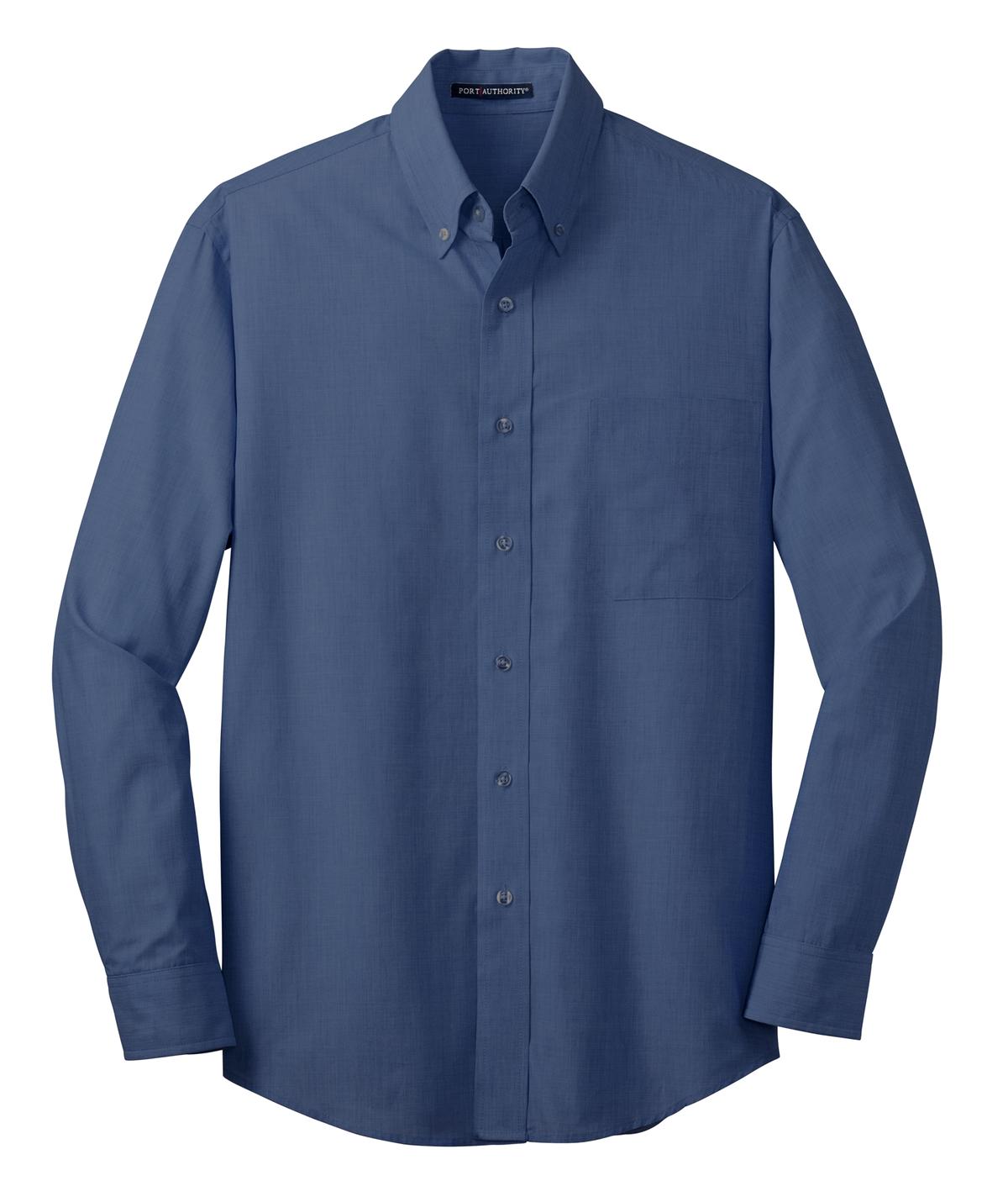 Front View of Deep Blue Port Authority Crosshatch Easy Care Shirt. S640