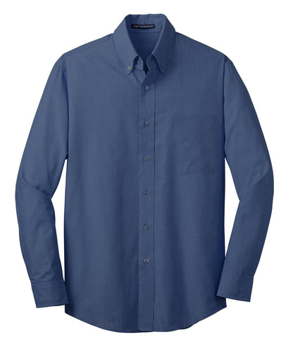 Front View of Deep Blue Port Authority Crosshatch Easy Care Shirt. S640