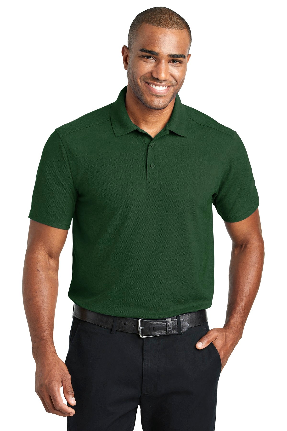 Front View of Deep Forest Gn Port Authority EZPerformance Pique Polo. K600
