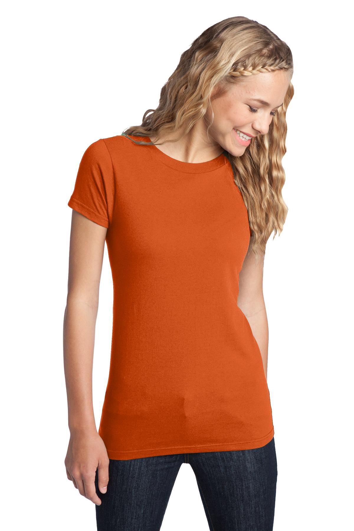 Front View of Deep Orange District Women's Fitted The Concert Tee DT5001