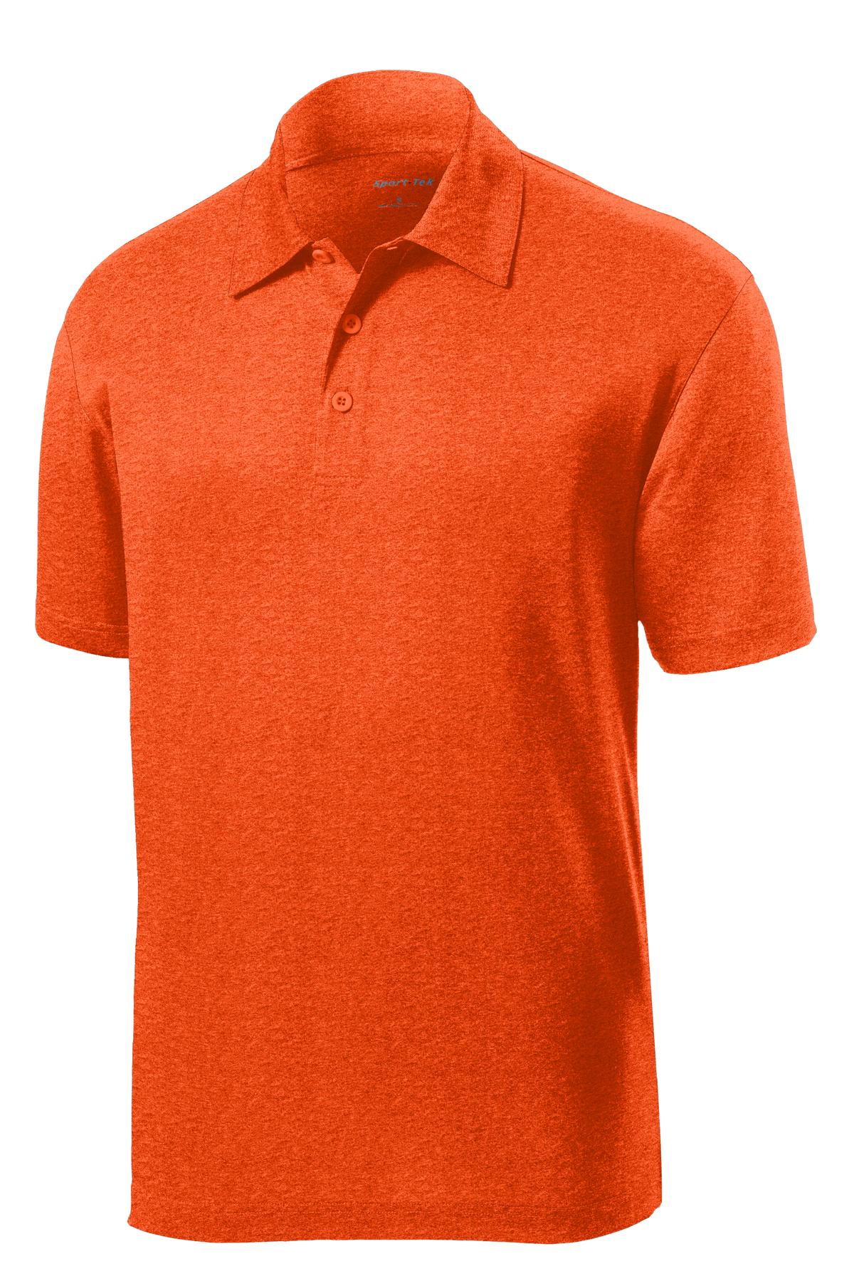 Front View of Deep Orange HR Sport-Tek Heather Contender Polo. ST660