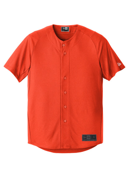 Front View of Deep Orange New Era Diamond Era Full-Button Jersey. NEA220