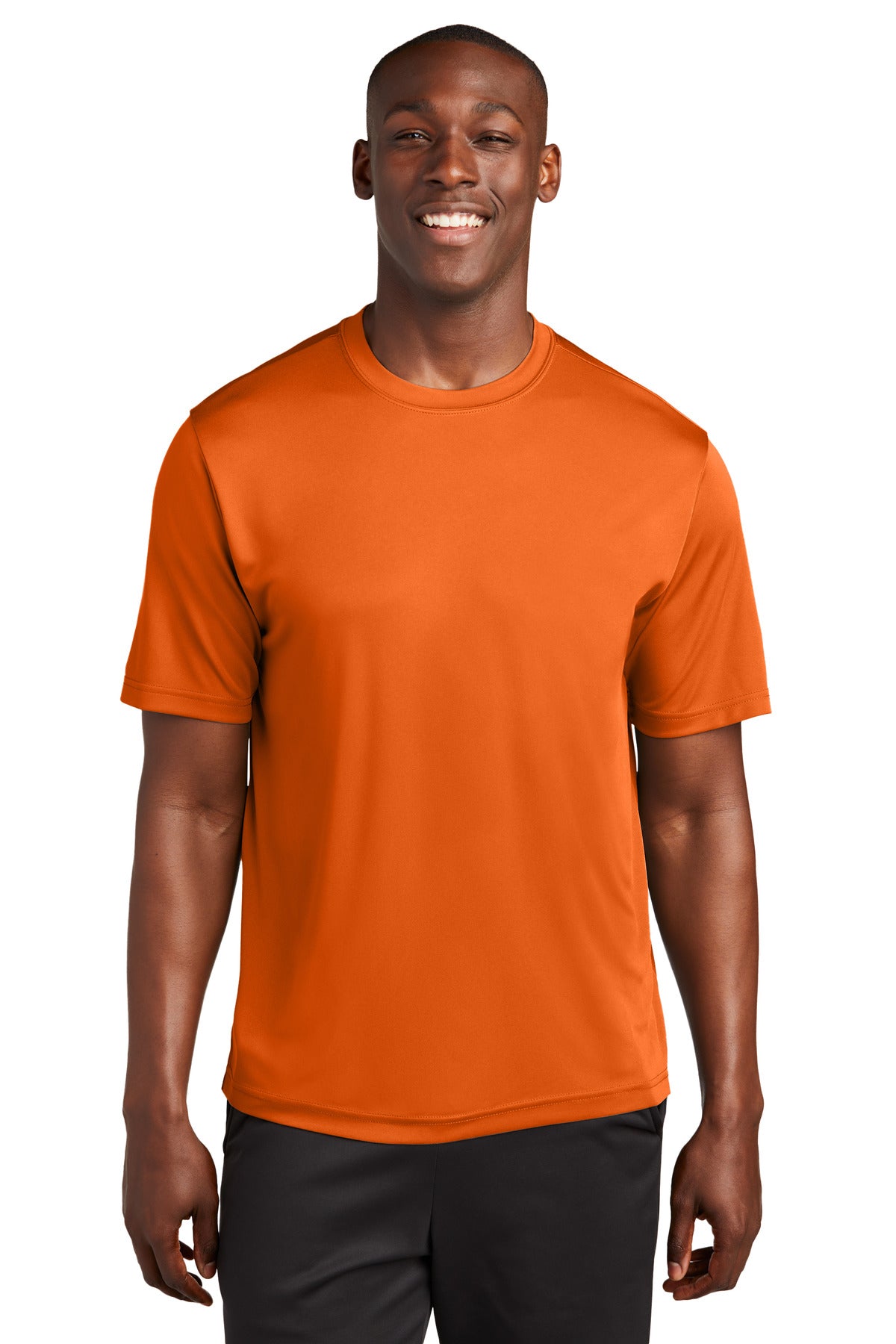 Front View of Deep Orange Sport-Tek Tall PosiCharge Competitor Tee. TST350