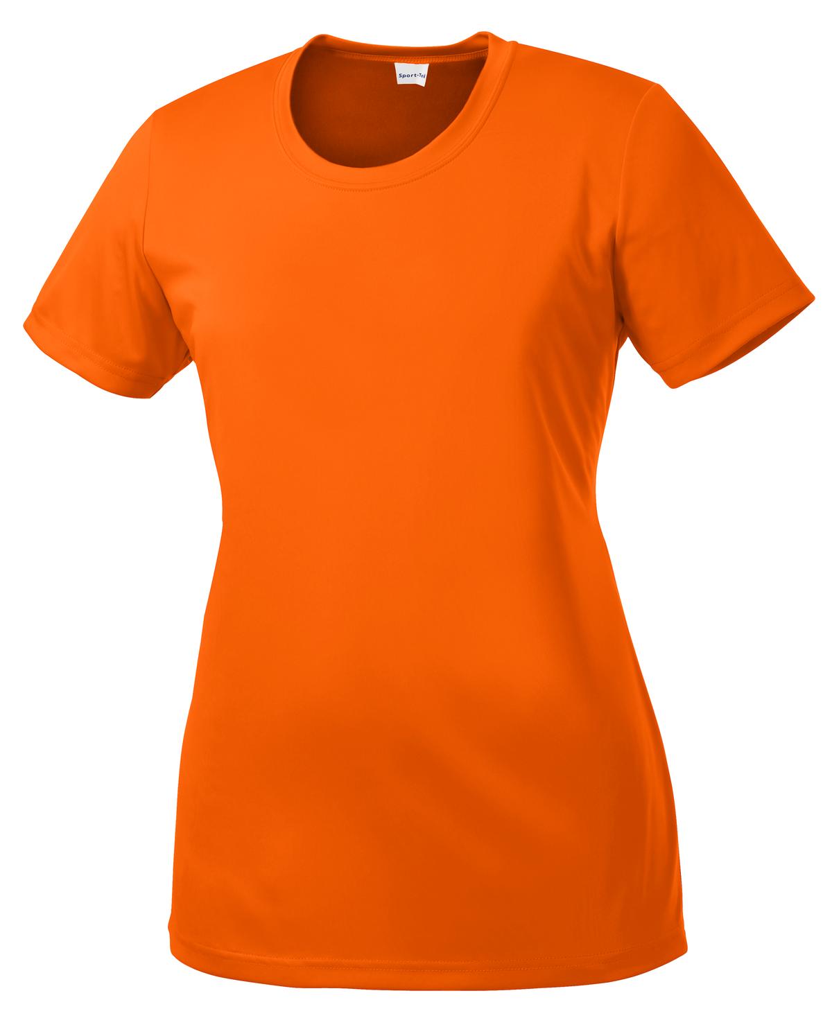 Front View of Deep Orange Sport-Tek Women's PosiCharge Competitor Tee. LST350