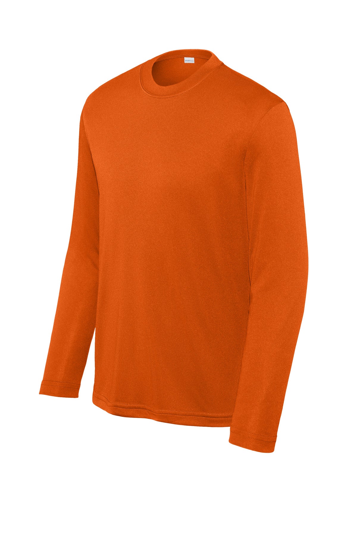 Front View of Deep Orange Sport-Tek Youth Long Sleeve PosiCharge Competitor Tee. YST350LS