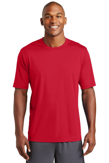 Front View of Deep Red Sport-Tek PosiCharge Tough Tee . ST320
