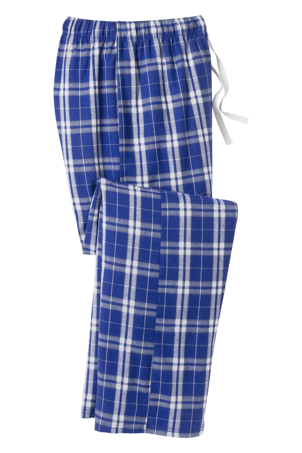 Front View of Deep Royal District Flannel Plaid Pant. DT1800