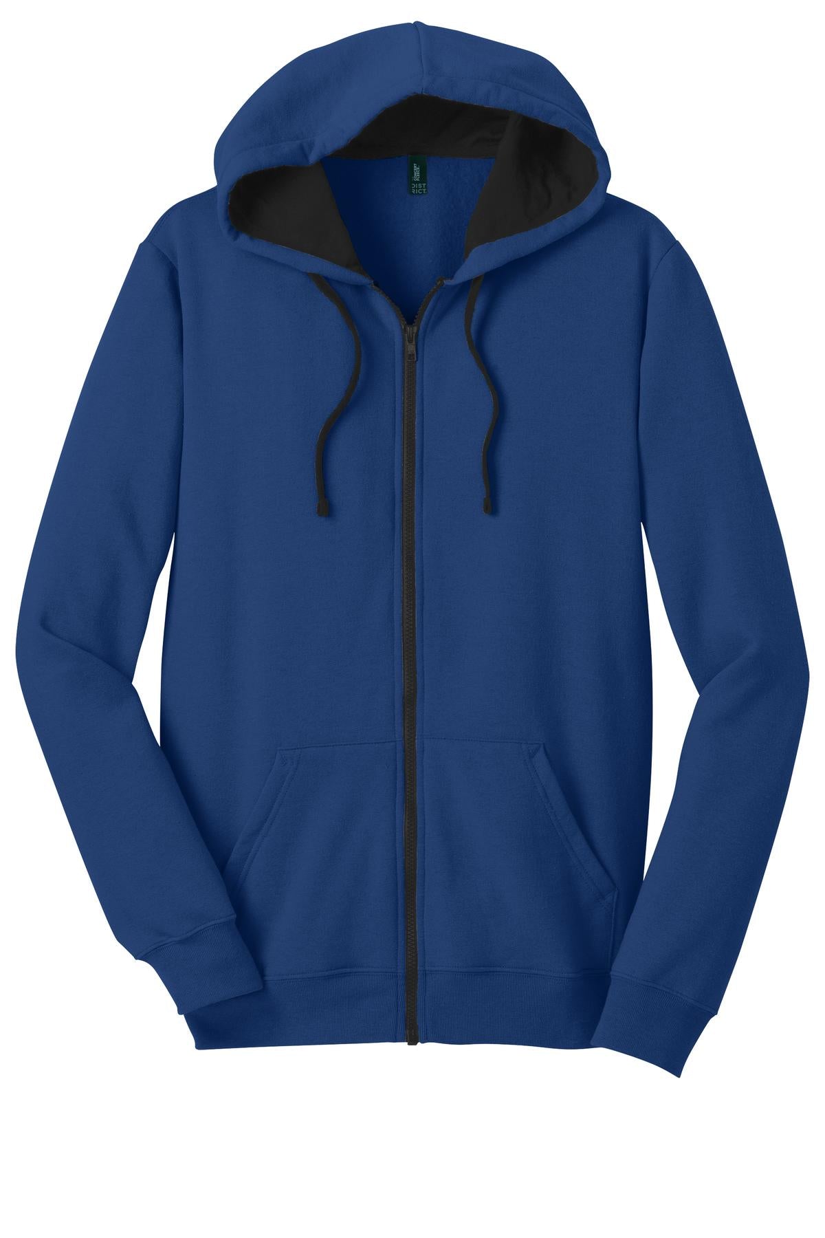 Front View of Deep Royal District The Concert Fleece Full-Zip Hoodie. DT800