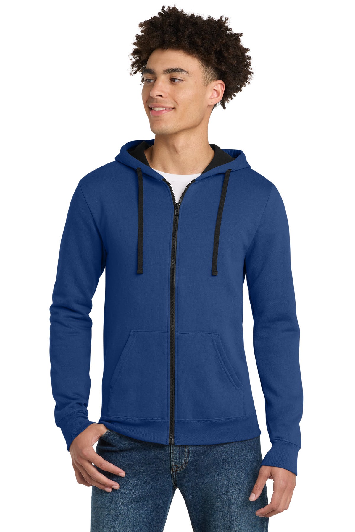 Front View of Deep Royal District The Concert Fleece Full-Zip Hoodie. DT800