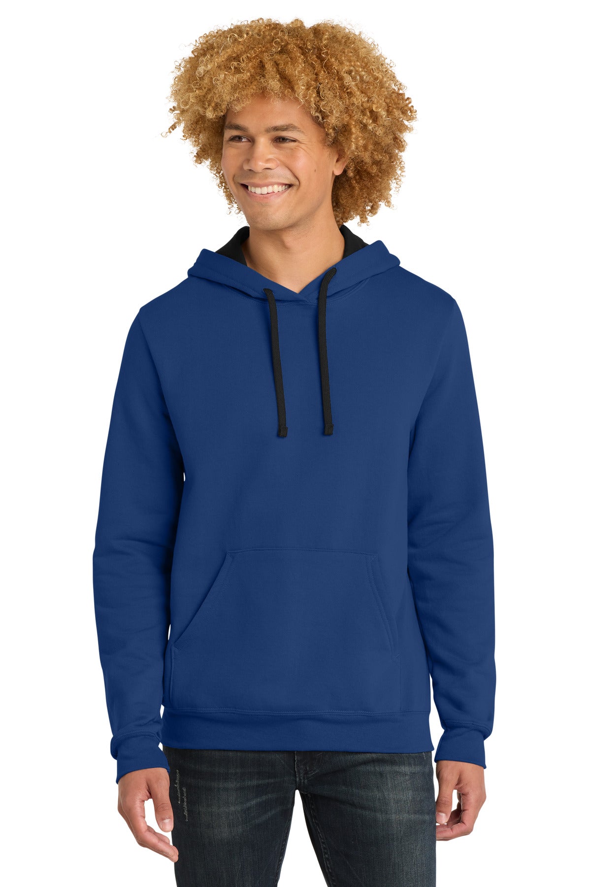 Front View of Deep Royal District The Concert Fleece Hoodie. DT810