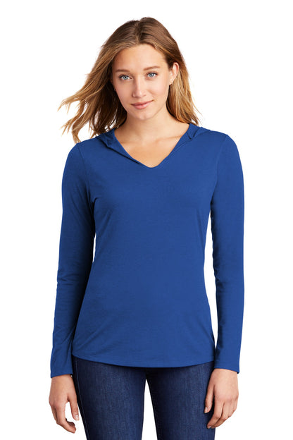 Front View of Deep Royal District Women's Perfect Tri Long Sleeve Hoodie. DM139L