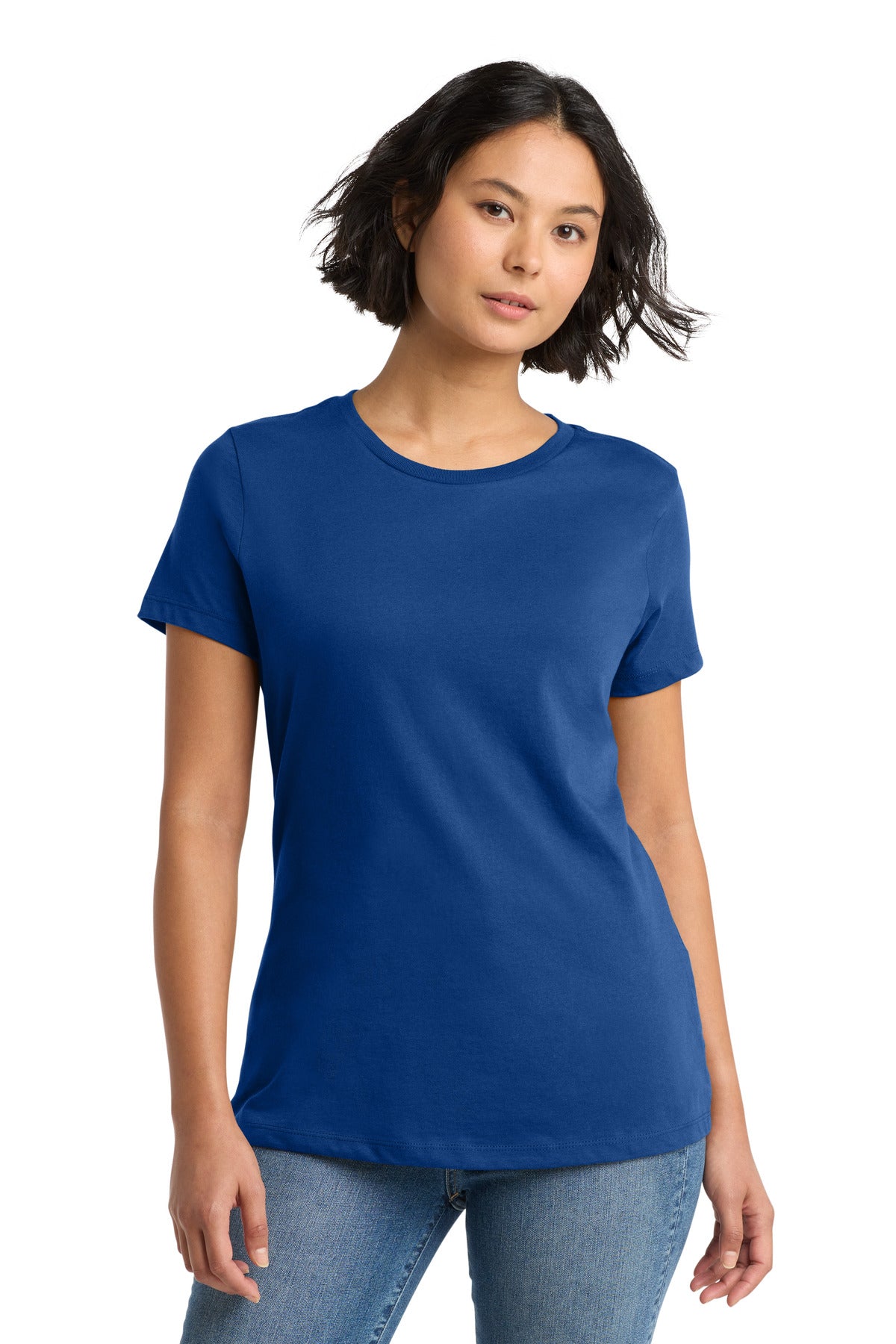 Front View of Deep Royal District Women's Perfect Weight Tee. DM104L