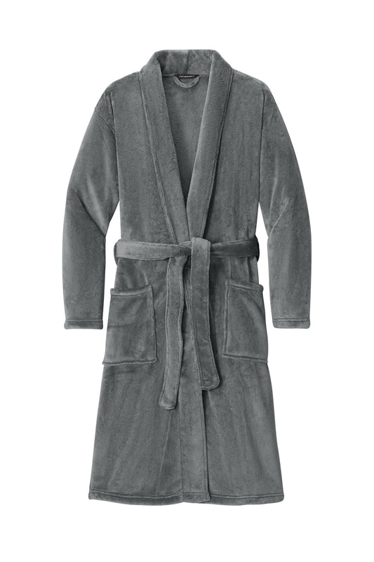 Front View of Deep Smoke Port Authority Plush Microfleece Shawl Collar Robe. R102