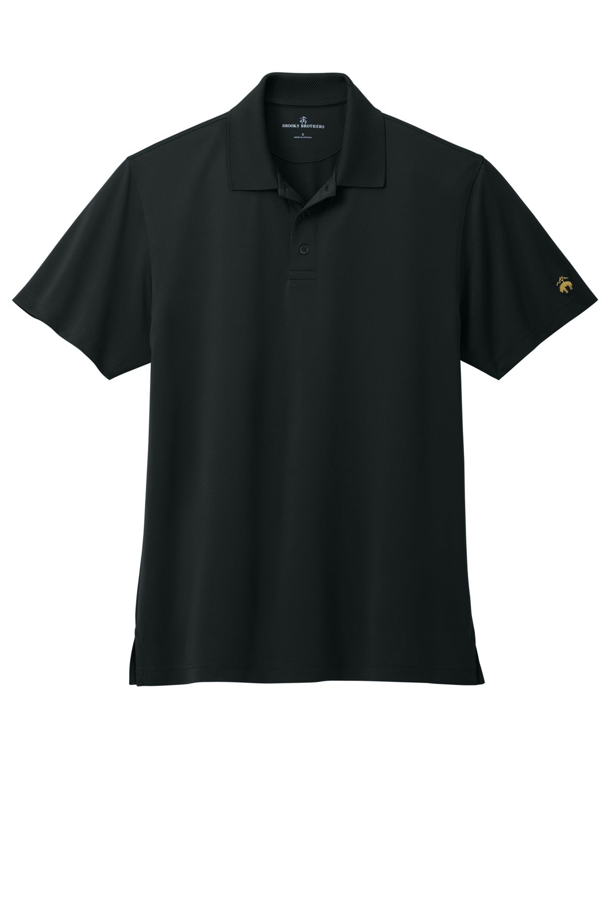 Front View of DeepBlack Brooks Brothers Mesh Pique Performance Polo BB18220