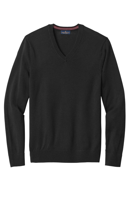 Front View of DeepBlack Brooks Brothers Washable Merino V-Neck Sweater BB18410
