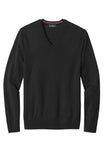 Front View of DeepBlack Brooks Brothers Washable Merino V-Neck Sweater BB18410