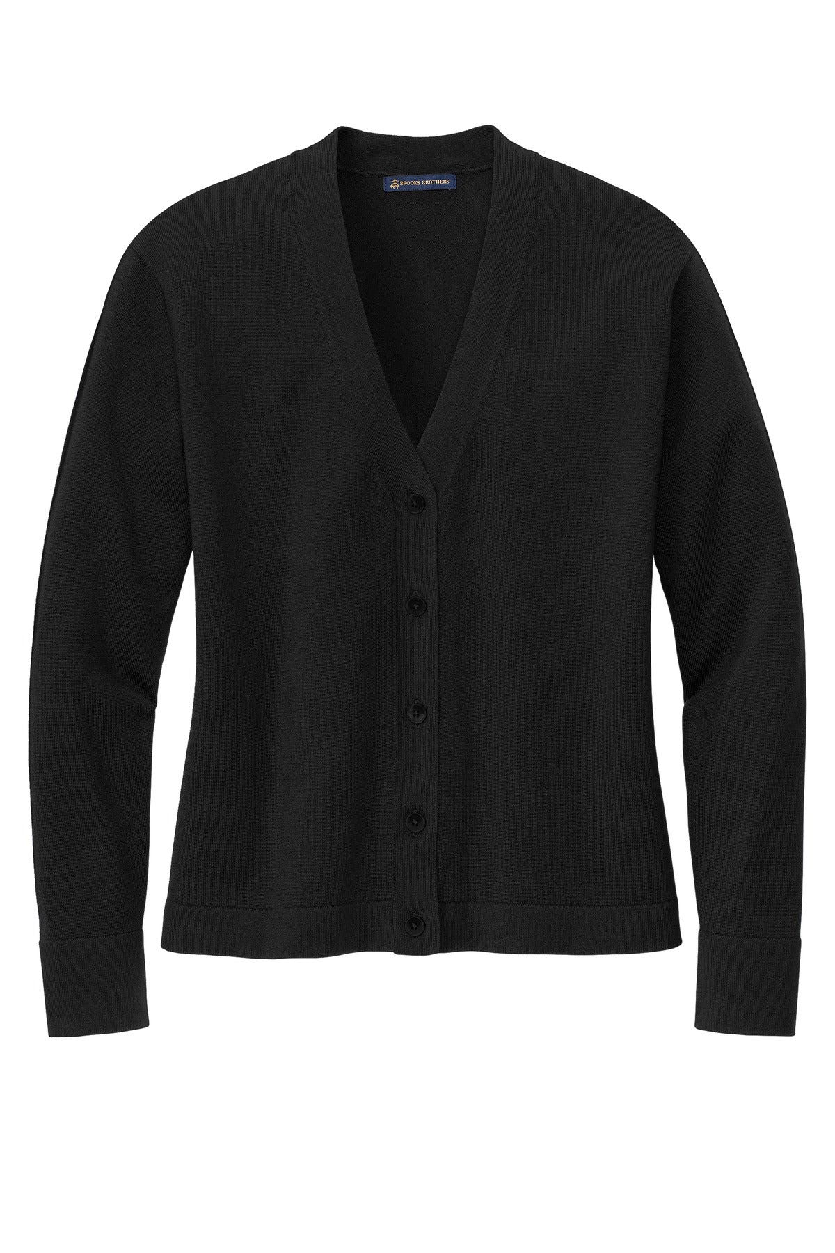 Front View of DeepBlack Brooks Brothers Women's Cotton Stretch Cardigan Sweater BB18405