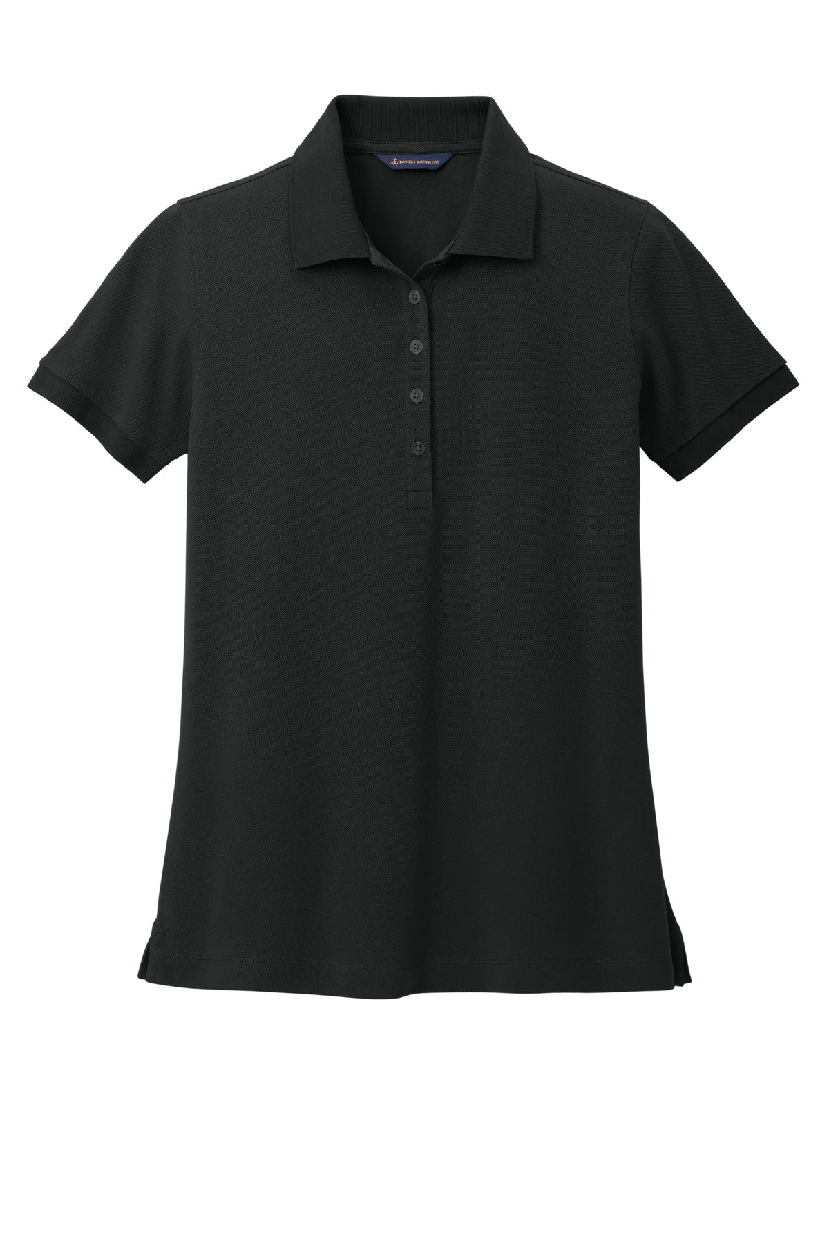Front View of DeepBlack Brooks Brothers Women's Pima Cotton Pique Polo BB18201