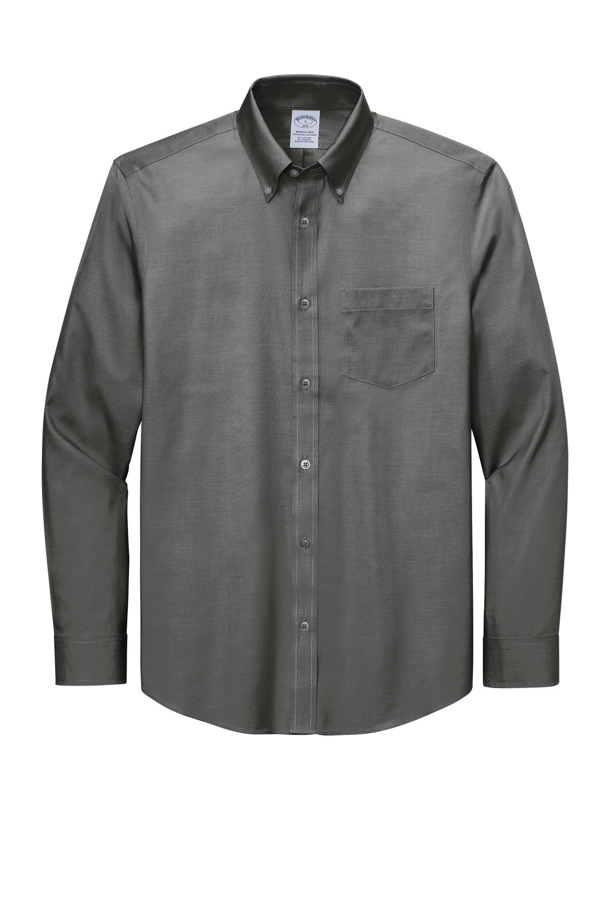 Front View of DeepBlack Brooks Brothers Wrinkle-Free Stretch Pinpoint Shirt BB18000