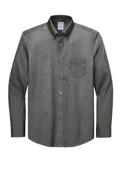 Front View of DeepBlack Brooks Brothers Wrinkle-Free Stretch Pinpoint Shirt BB18000