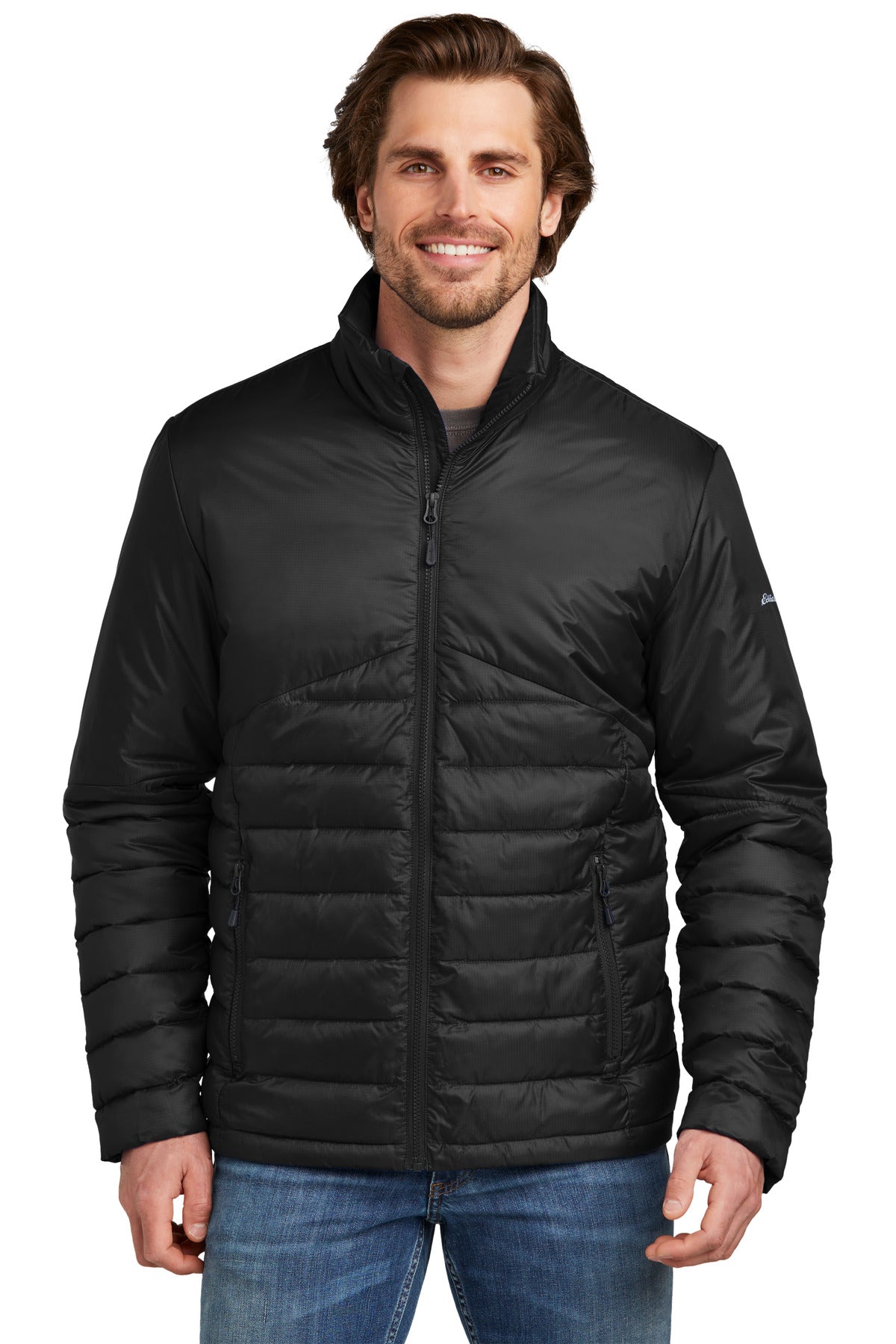 Front View of DeepBlack Eddie Bauer Quilted Jacket EB510