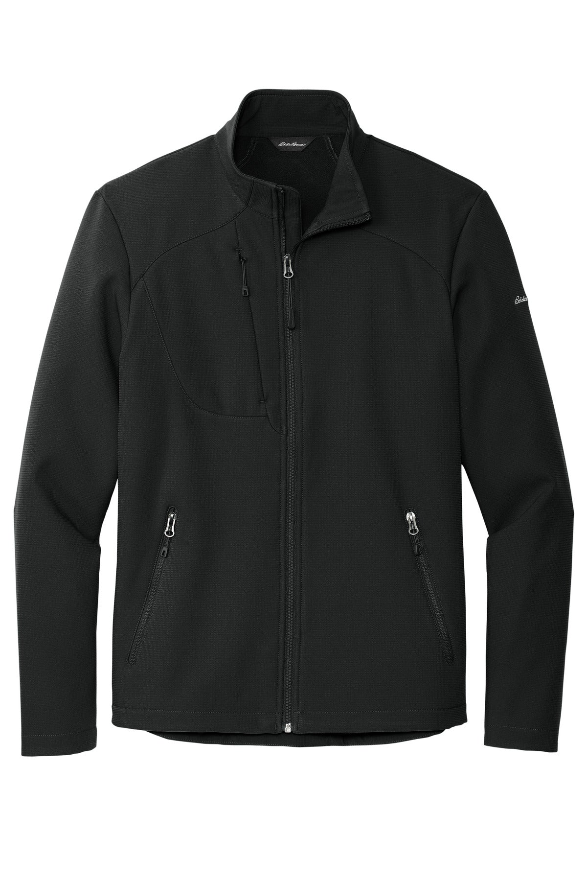 Front View of DeepBlack Eddie Bauer Stretch Soft Shell Jacket EB544