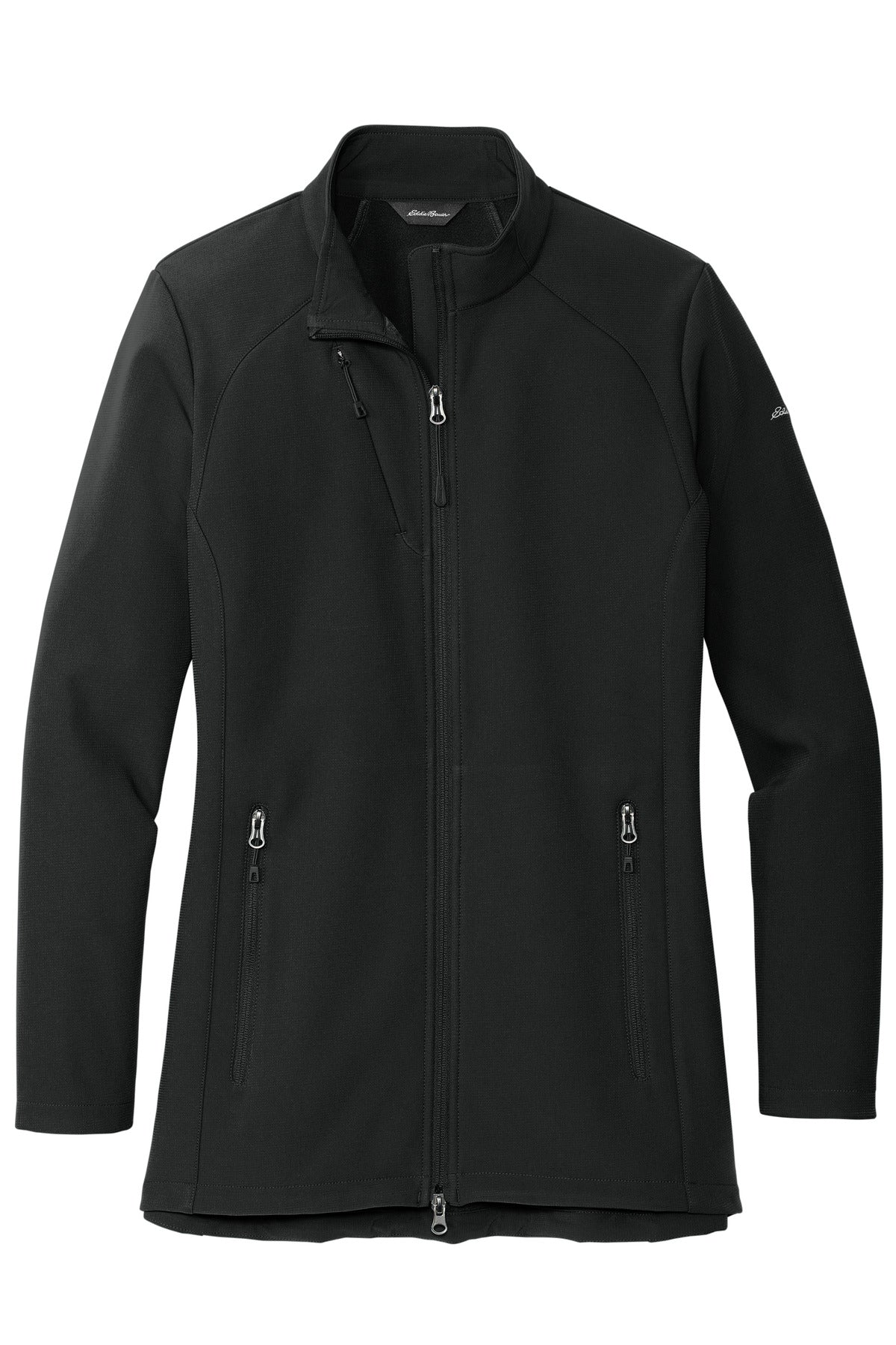 Front View of DeepBlack Eddie Bauer Women's Stretch Soft Shell Jacket EB545