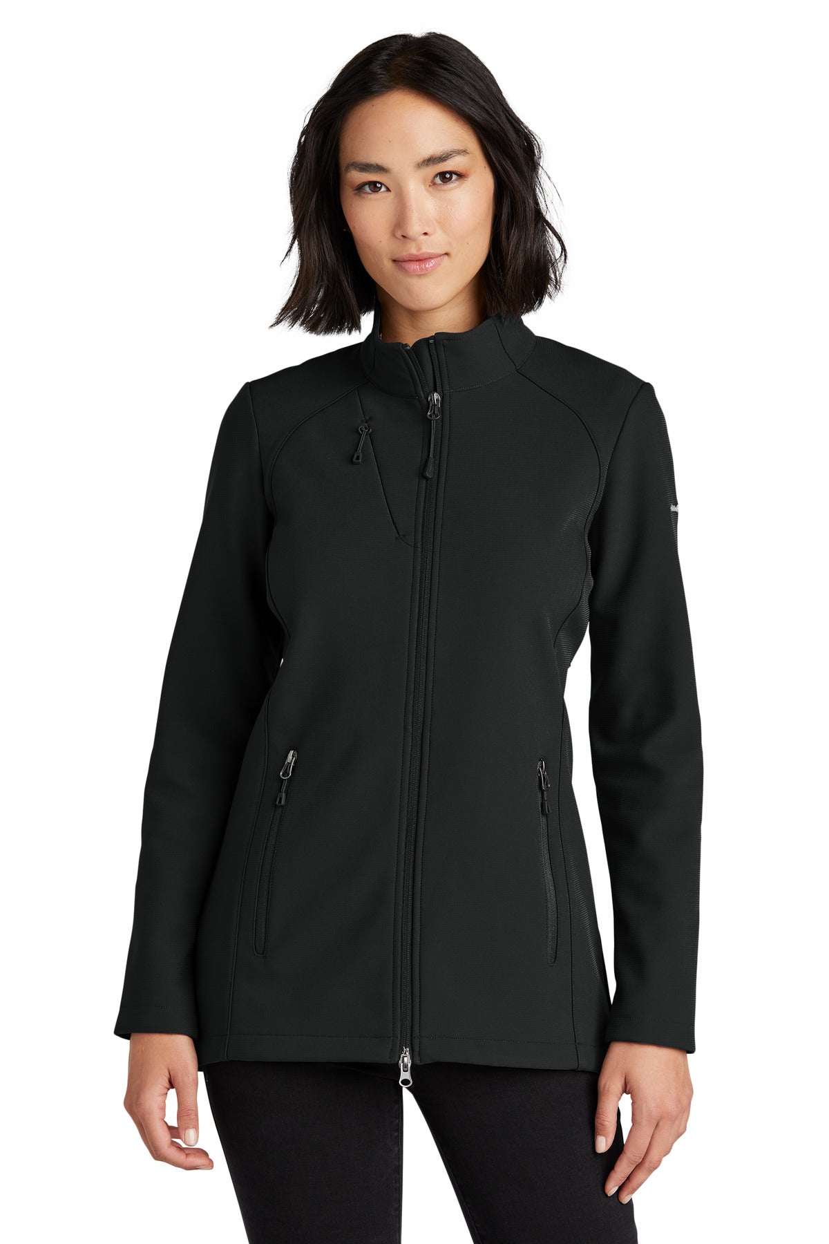 Front View of DeepBlack Eddie Bauer Women's Stretch Soft Shell Jacket EB545