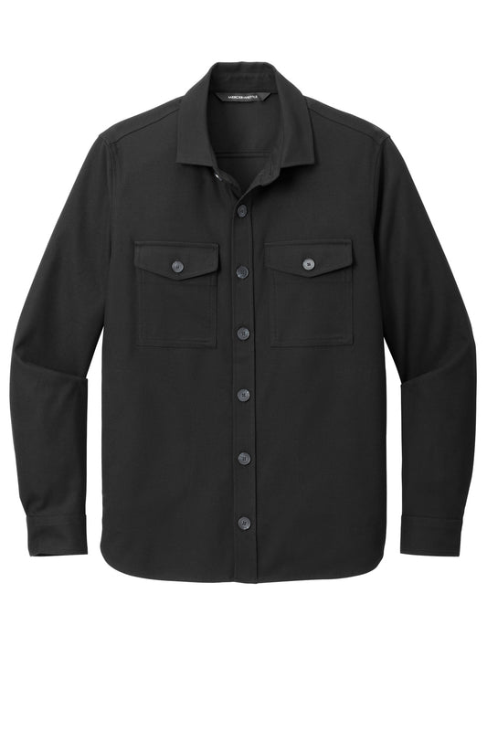 Front View of DeepBlack Mercer+Mettle Long Sleeve Twill Overshirt MM2020