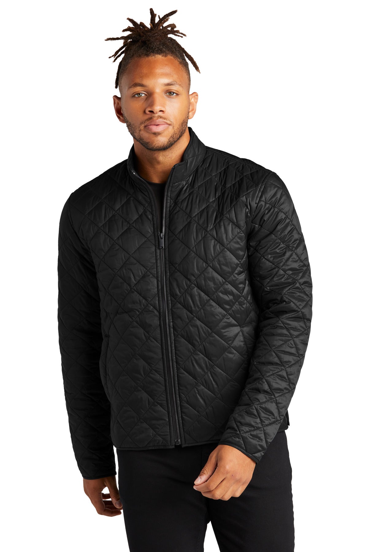 Front View of DeepBlack Mercer+Mettle Quilted Full-Zip Jacket MM7200