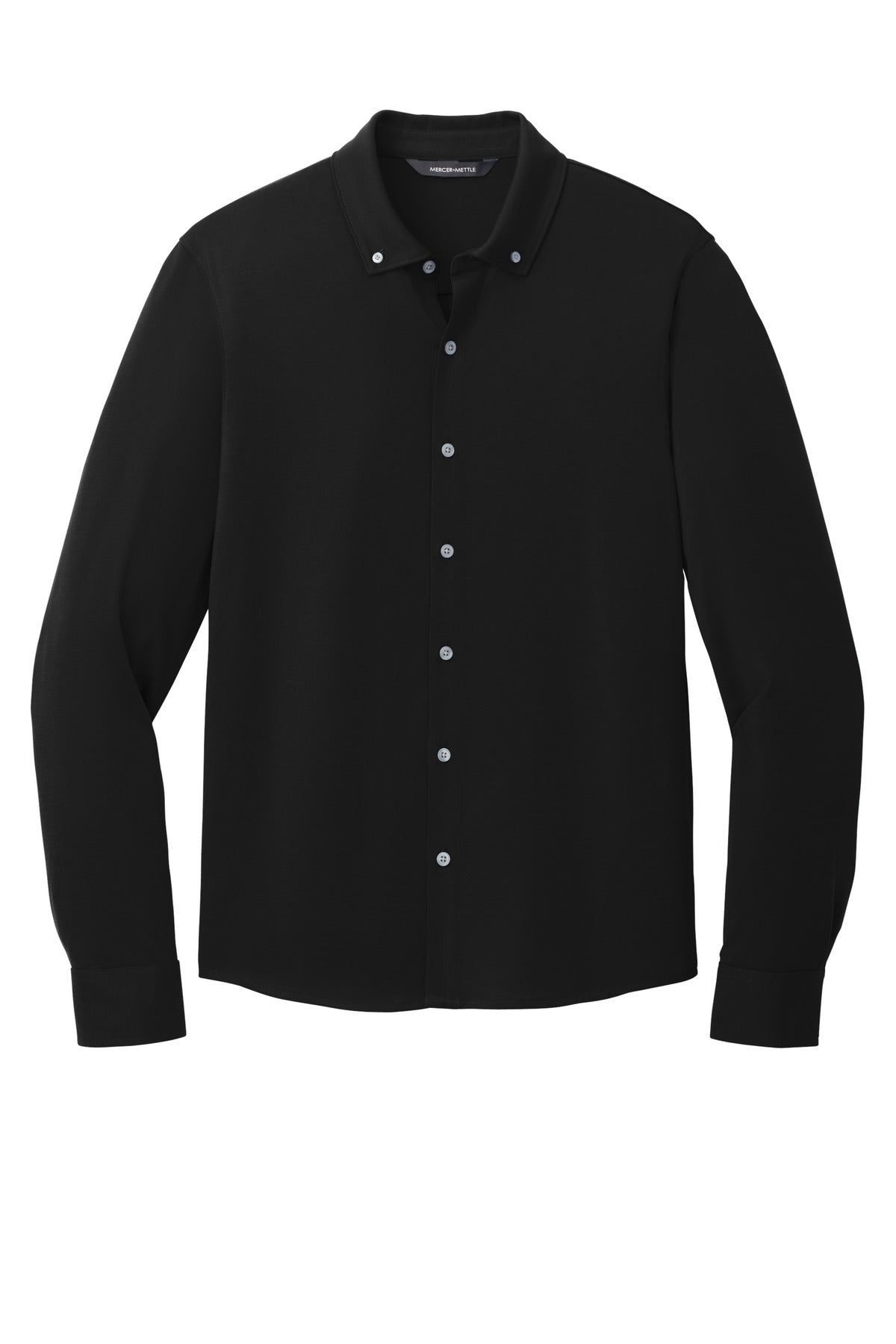 Front View of DeepBlack Mercer+Mettle Stretch Jersey Long Sleeve Shirt MM1018