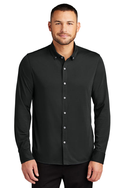 Front View of DeepBlack Mercer+Mettle Stretch Jersey Long Sleeve Shirt MM1018