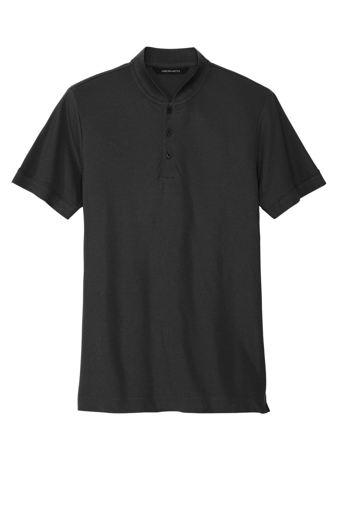 Front View of DeepBlack Mercer+Mettle Stretch Pique Henley MM1008