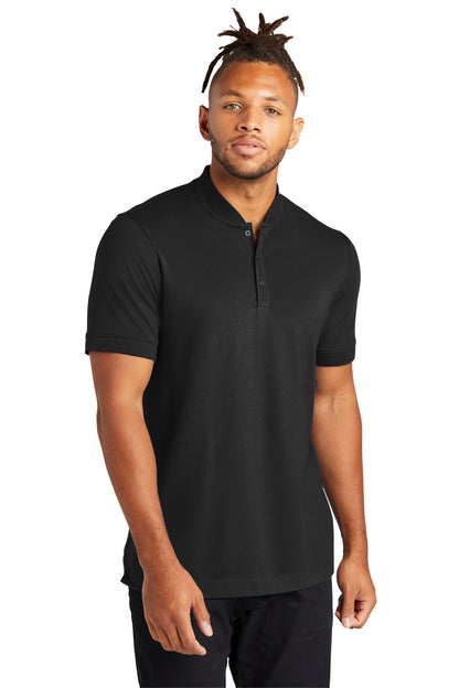 Front View of DeepBlack Mercer+Mettle Stretch Pique Henley MM1008
