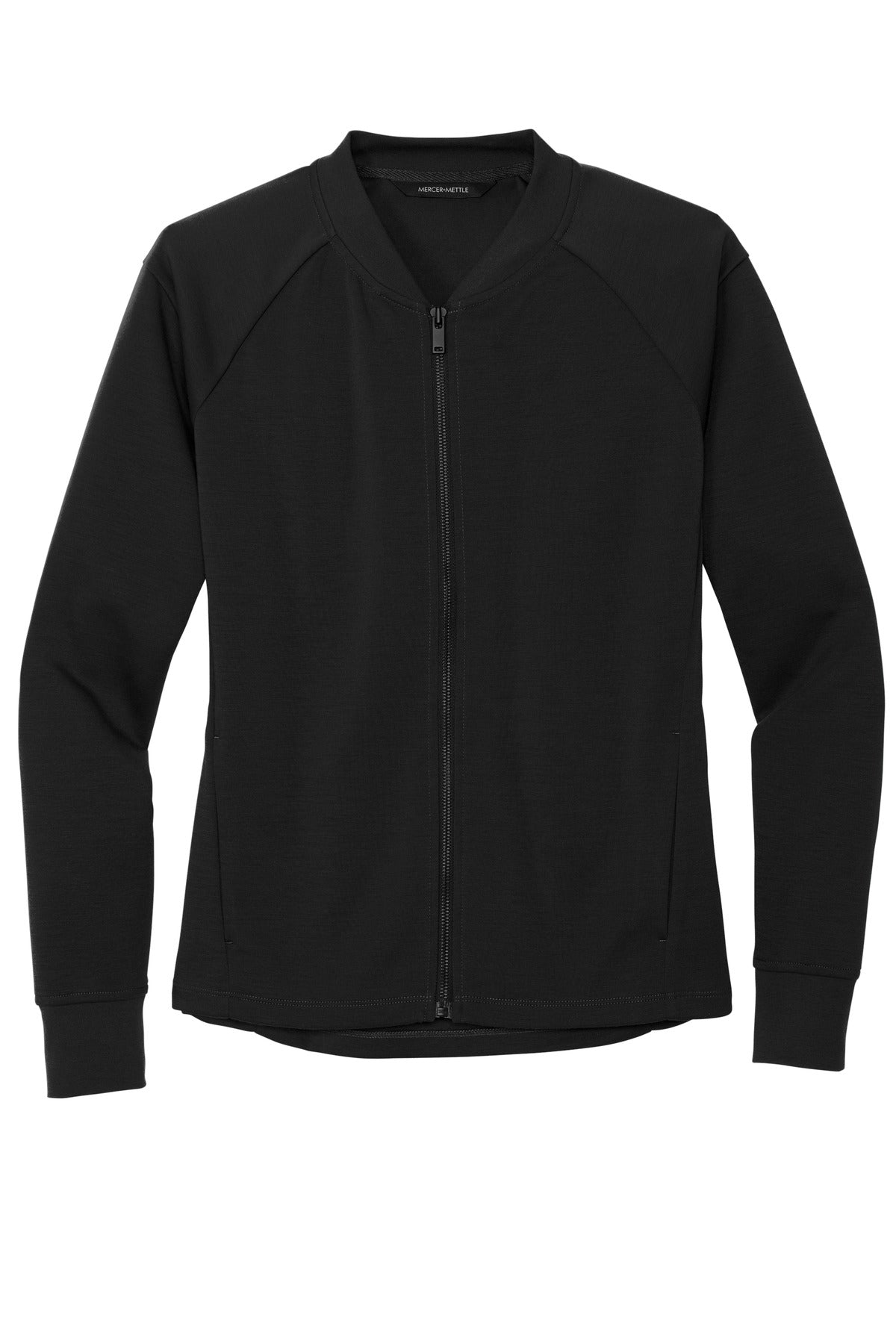 Front View of DeepBlack Mercer+Mettle Women's Double-Knit Bomber MM3001