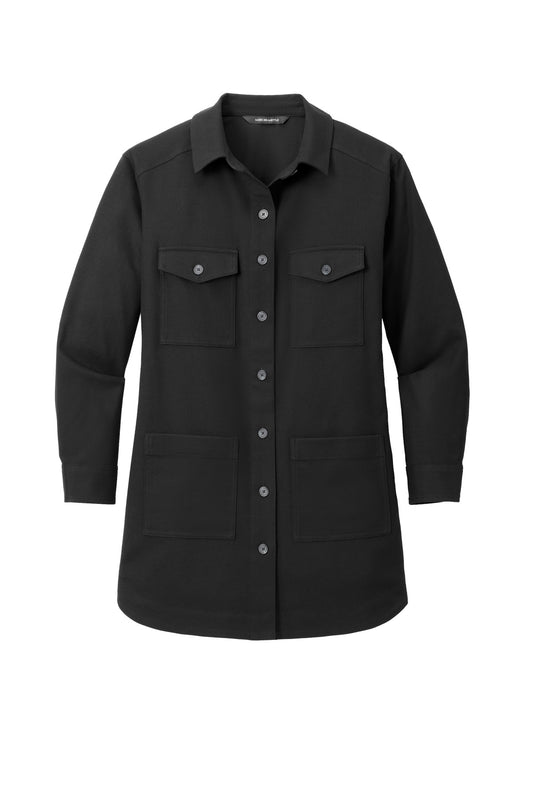 Front View of DeepBlack Mercer+Mettle Women's Long Sleeve Twill Overshirt MM2021