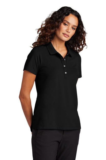 Front View of DeepBlack Mercer+Mettle Women's Stretch Pique Polo MM1005