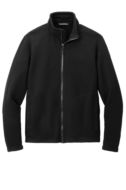 Front View of DeepBlack Port Authority Arc Sweater Fleece Jacket F428