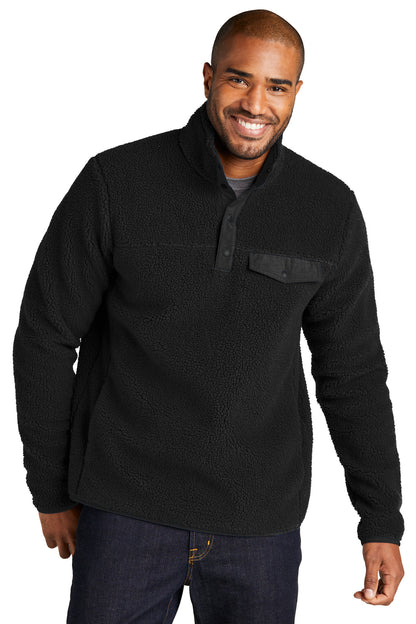 Front View of DeepBlack Port Authority Camp Fleece Snap Pullover F140