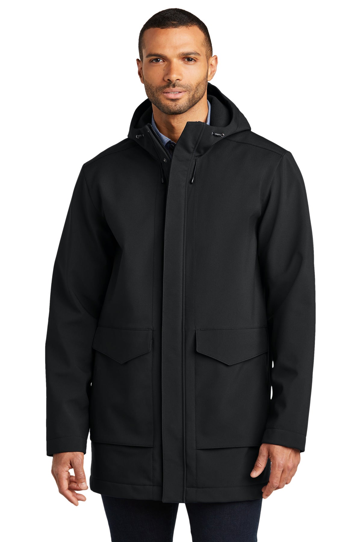 Front View of DeepBlack Port Authority Collective Outer Soft Shell Parka J919