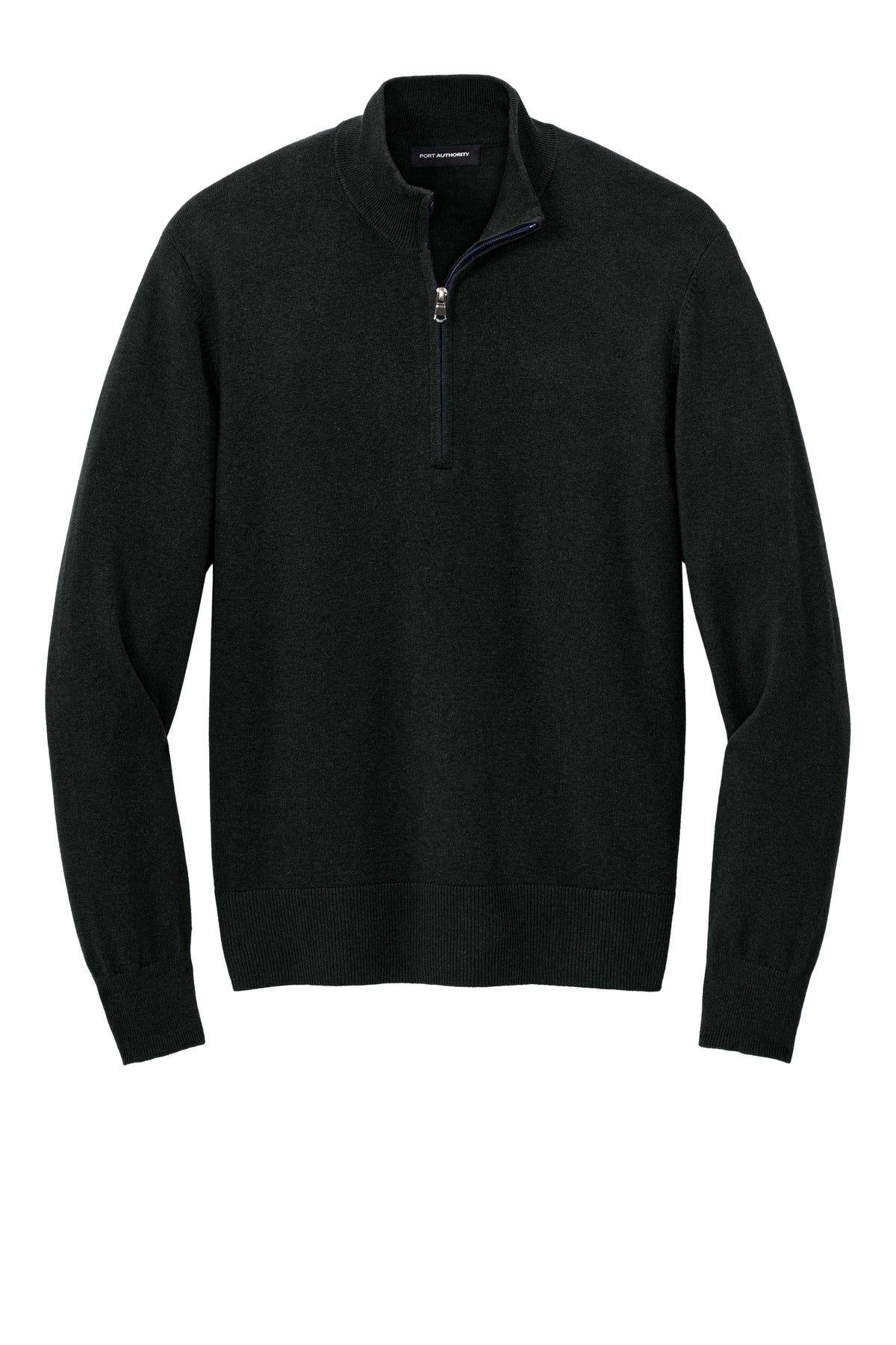 Front View of DeepBlack Port Authority Easy Care 1/4-Zip Sweater SW2900
