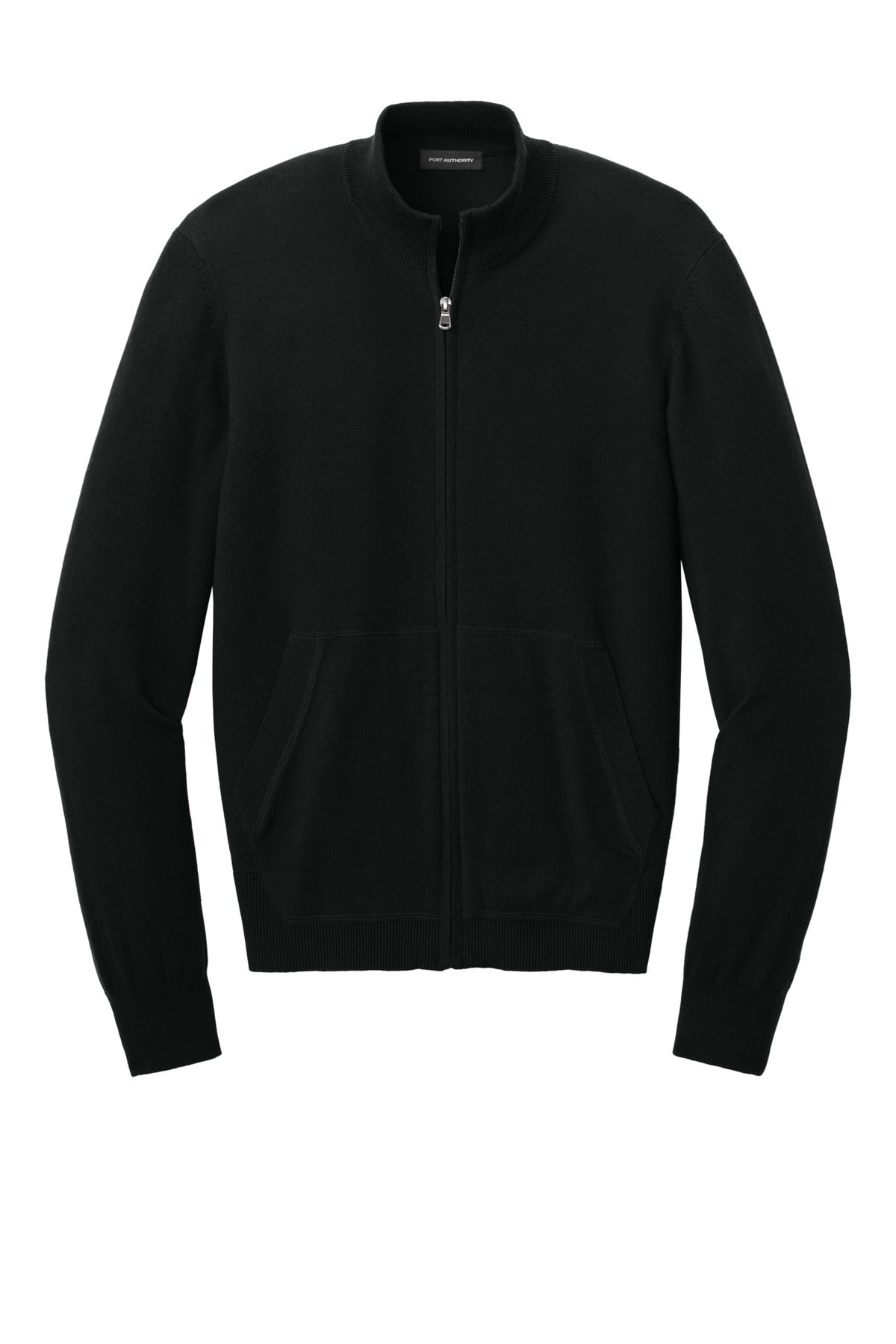Front View of DeepBlack Port Authority Easy Care Full-Zip Sweater SW2901