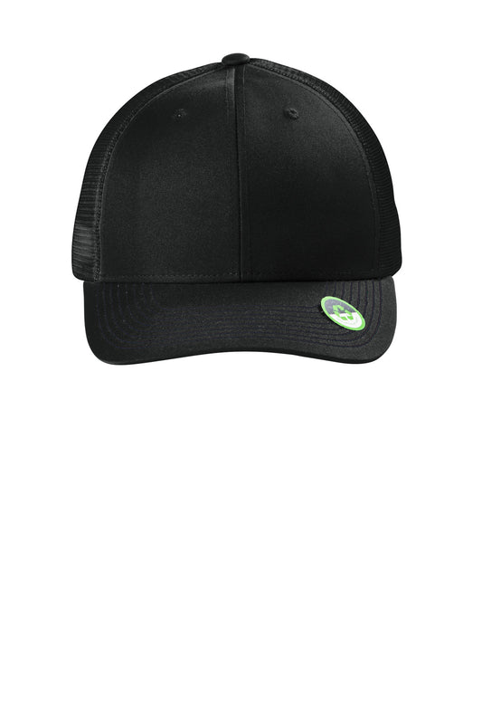 Front View of DeepBlack Port Authority Eco Snapback Trucker Cap C112ECO