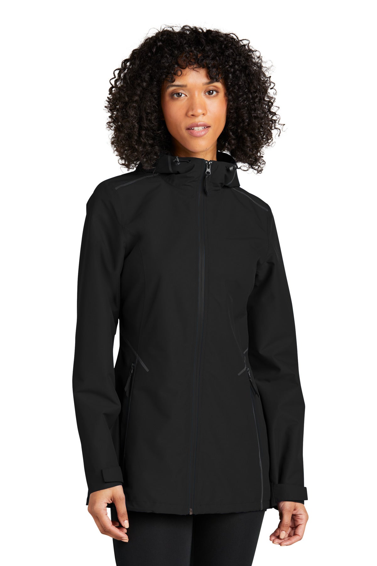 Front View of DeepBlack Port Authority Women's Collective Tech Outer Shell Jacket L920