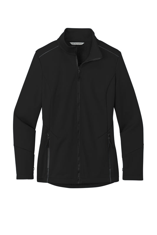 Front View of DeepBlack Port Authority Women's Collective Tech Soft Shell Jacket L921